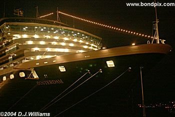 Cruise ship Oosterdam illuminated at night