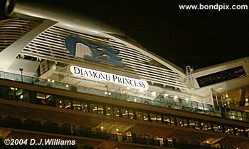 Cruise ship illuminated at night