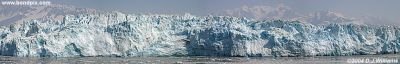 Panoramic view of the Hubbard Glacier in Yakutat bay, Alaska