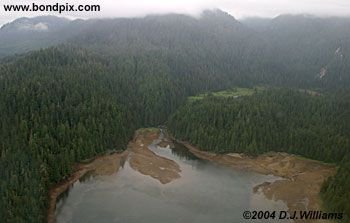 Aerial view of the landscape near Ketchikan Alaska