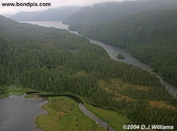 Aerial view of the landscape near Ketchikan Alaska