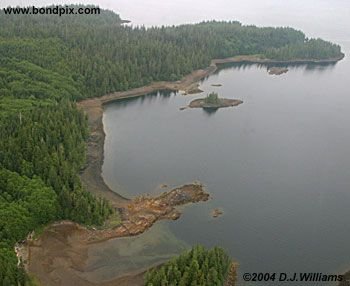 Aerial view of the landscape near Ketchikan Alaska