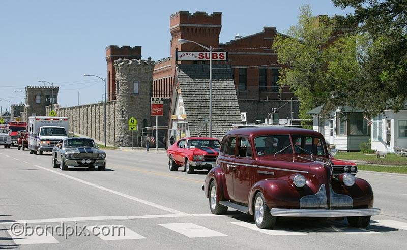 Deer-Lodge-Parade_14673.jpg - Classic vehicles, vintage and muscle cars and tractors drive along Main Street during the Territorial Days Parade in Deer Lodge Montana, June 14th 2008