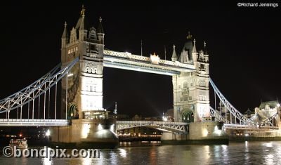 Tower Bridge illuminated at night-London, England