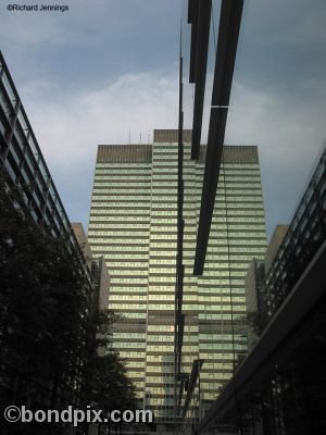 Reflections of office blocks in London, England