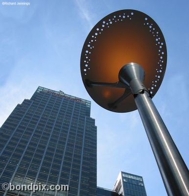 Light and Citigroup tower at Canary Wharf in London, England