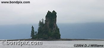 New Eddystone Rock, a volcanic plug, in Alaska