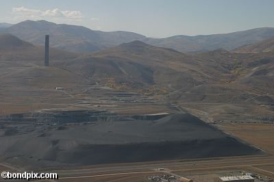 Aerial views of the smelter stack in Anaconda, Montana