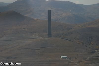 Aerial views of the smelter stack in Anaconda, Montana