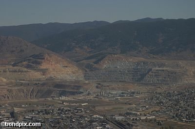 Aerial views over Butte in Montana