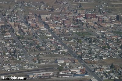 Aerial views over Butte in Montana