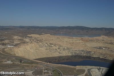 Aerial views over the Berkeley pit in Butte Montana