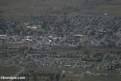 Aerial views over Deer Lodge in Montana