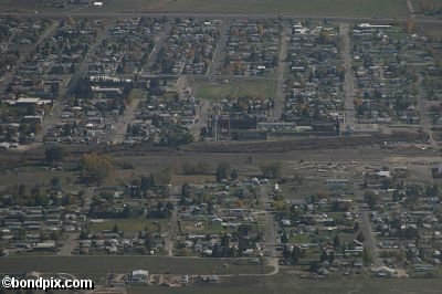 Aerial views over Deer Lodge in Montana