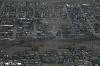 Aerial views over Deer Lodge in Montana