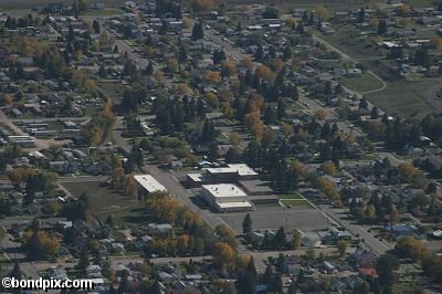 Aerial views over Deer Lodge in Montana