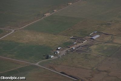 Aerial views over the Deer Lodge valley, Deer Lodge, Anaconda and Butte in Montana