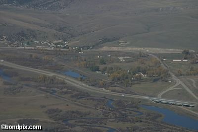 Aerial views over the Deer Lodge valley, Deer Lodge, Anaconda and Butte in Montana