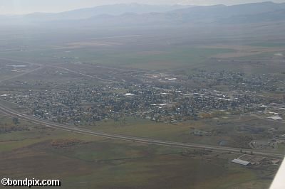 Aerial views over Deer Lodge in Montana