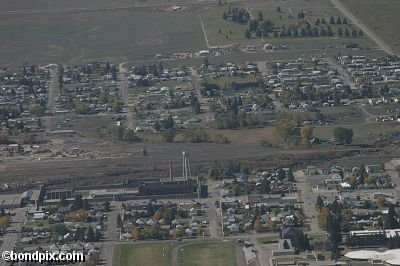 Aerial views over Deer Lodge in Montana