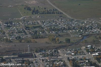 Aerial views over Deer Lodge in Montana