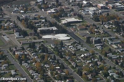 Aerial views over Deer Lodge in Montana