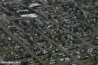 Aerial views over Deer Lodge in Montana