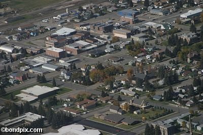 Aerial views over Deer Lodge in Montana