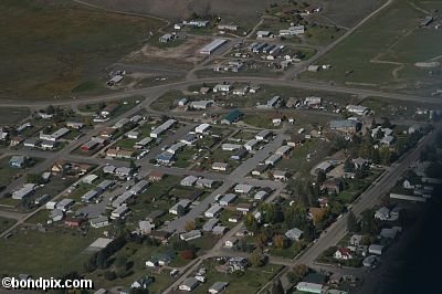 Aerial views over Deer Lodge in Montana