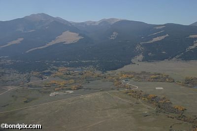 Aerial views over the Deer Lodge valley, Deer Lodge, Anaconda and Butte in Montana