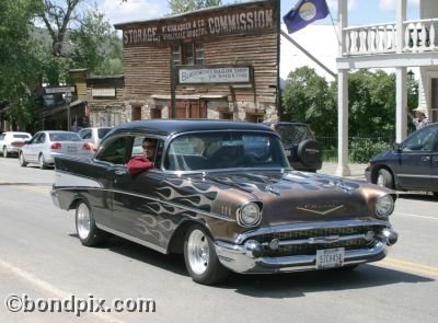 Classic and vintage cars on parade in Virginia City in Montana