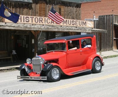 Classic and vintage cars on parade in Virginia City in Montana