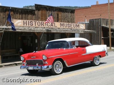 Classic and vintage cars on parade in Virginia City in Montana