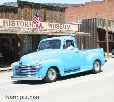 Classic and vintage cars on parade in Virginia City in Montana