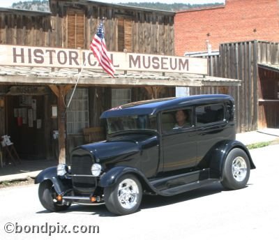 Classic and vintage cars on parade in Virginia City in Montana