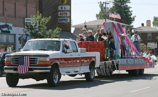 Parade along Main Street in Deer Lodge, Montana