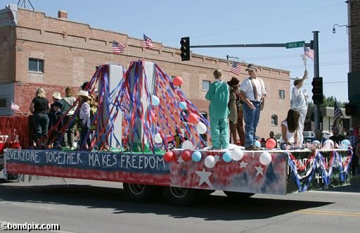 Parade along Main Street in Deer Lodge, Montana