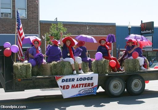 Parade along Main Street in Deer Lodge, Montana