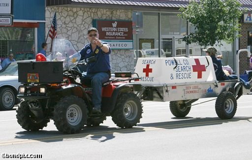 Parade along Main Street in Deer Lodge, Montana