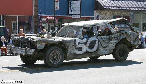 Parade along Main Street in Deer Lodge, Montana