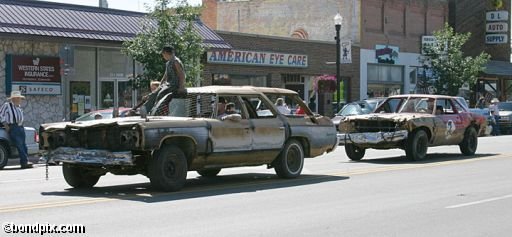 Parade along Main Street in Deer Lodge, Montana