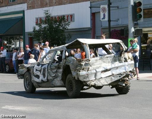 Parade along Main Street in Deer Lodge, Montana