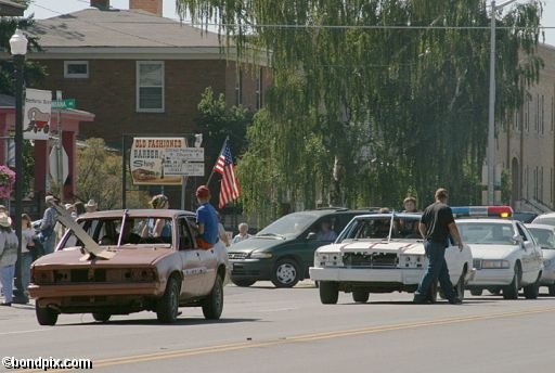 Parade along Main Street in Deer Lodge, Montana