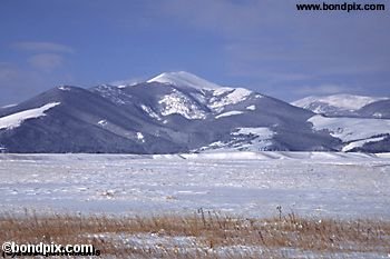 A snow capped Mount Powell from Deer Lodge Montana