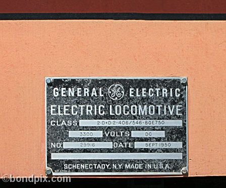 Deer Lodge Museums, Montana, Little Joe train engine E70 from the Milwaukee Railroad, General Electric sign