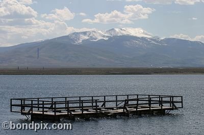 Looking towards the Anaconda smelter stack from Warm Springs Ponds, Montana