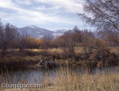 Mount Powell and the Clark Fork river in Deer Lodge Montana