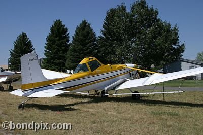 Cessna crop sprayer aircraft at the annual fly in at Pogreba Field, Three Forks, Montana