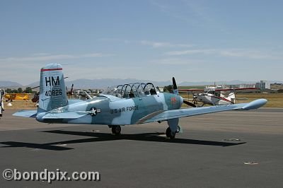 Beechcraft Mentor T34b US Air Force aircraft at the annual fly in at Pogreba Field, Three Forks, Montana