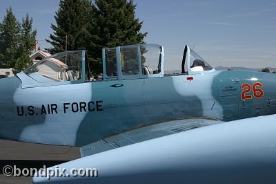 Beechcraft Mentor T34b US Air Force aircraft at the annual fly in at Pogreba Field, Three Forks, Montana